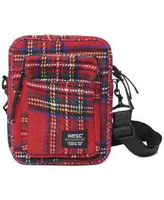 Bolsa transversal masculina Wesc Tartan vermelha tamanho regular
