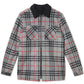 Camisa masculina Versace Liam Plaid com forro de lã e zíper completo, cinza, tamanho P/M