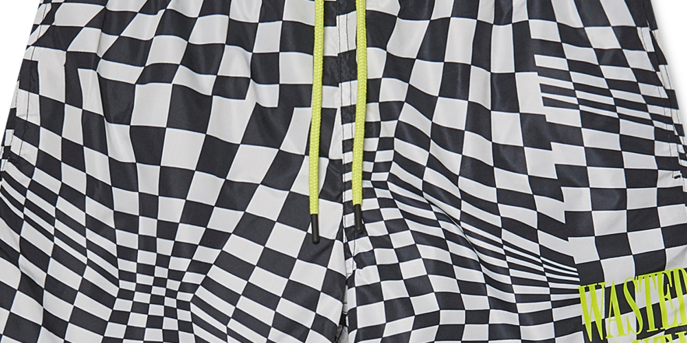 Shorts de algodão estampados Zack Warp All Over da WeSC masculino, preto, tamanho XX-G