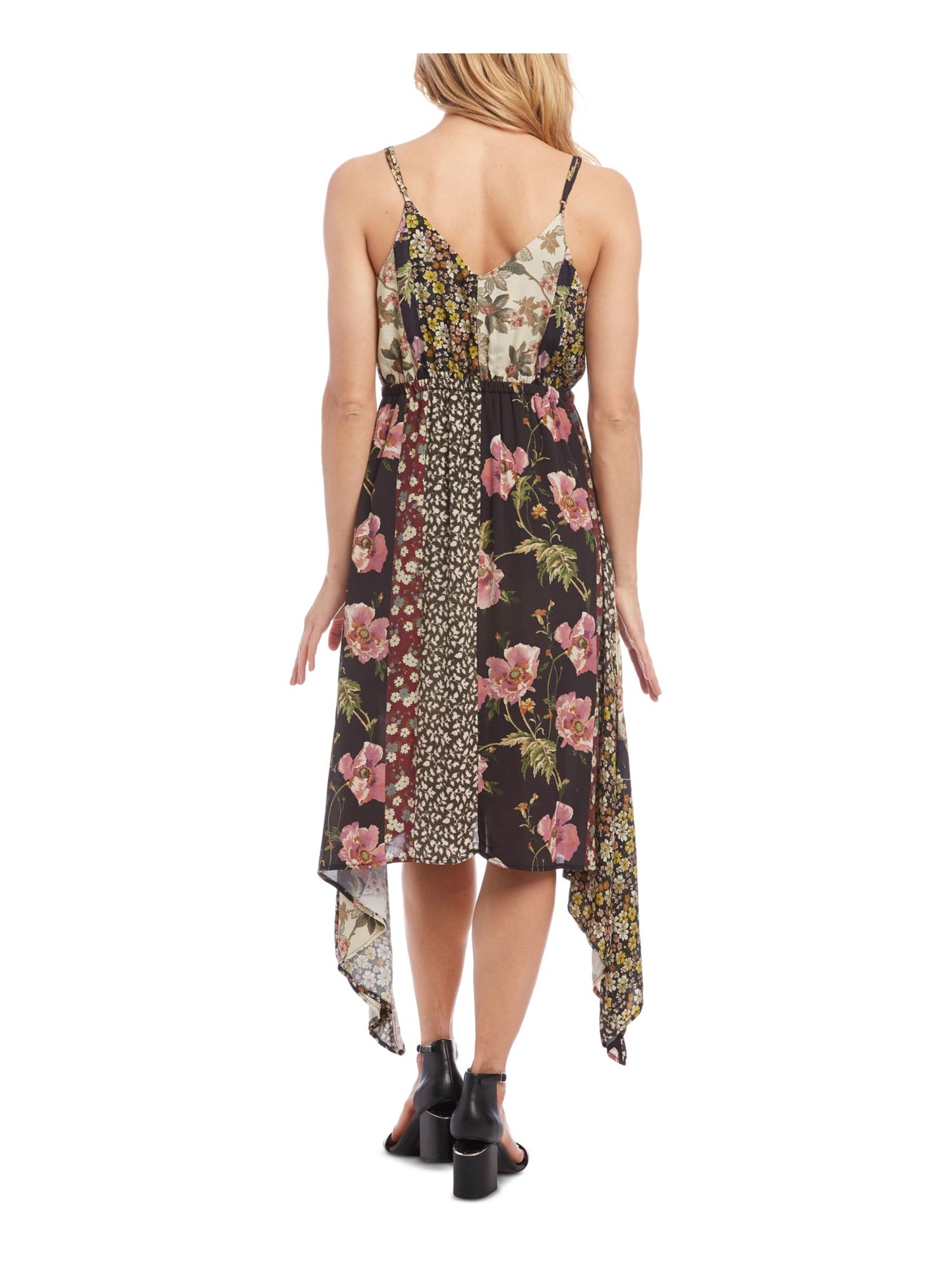 Vestido de festa feminino Karen Kane com alças finas abaixo do joelho, preto, tamanho extrapequeno