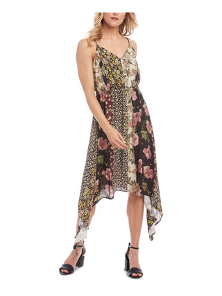 Vestido de festa feminino Karen Kane com alças finas abaixo do joelho, preto, tamanho extrapequeno