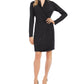 Vestido de noite feminino Karen Kane com glitter, manga longa, decote Queen Anne, acima do joelho, bainha, tamanho X-S