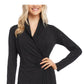 Vestido de noite feminino Karen Kane com glitter, manga longa, decote Queen Anne, acima do joelho, bainha, tamanho X-S