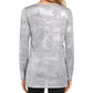 Blusa feminina Karen Kane com decote em V e manga comprida mesclada, tamanho P
