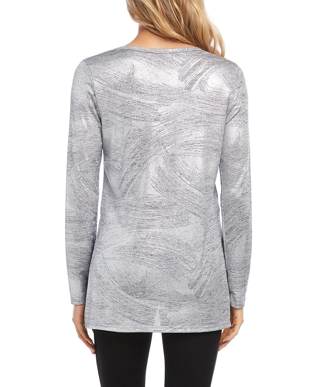 Blusa feminina Karen Kane com decote em V e manga comprida mesclada, tamanho P
