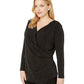Karen Kane Blusa feminina de malha brilhante, preta, tamanho 2X