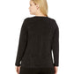 Karen Kane Blusa feminina de malha brilhante, preta, tamanho 2X