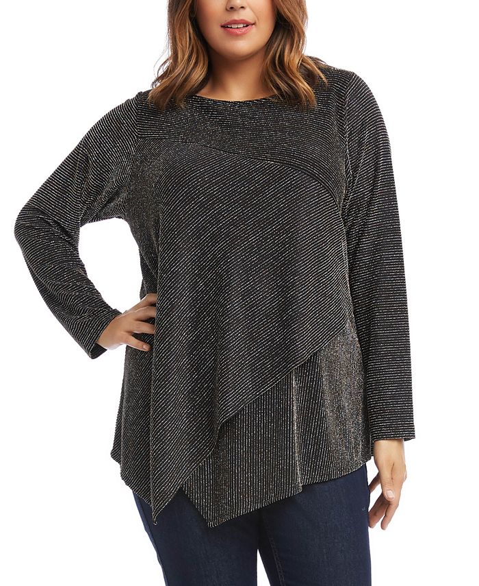 Karen Kane Top assimétrico feminino plus size cinza tamanho 2X