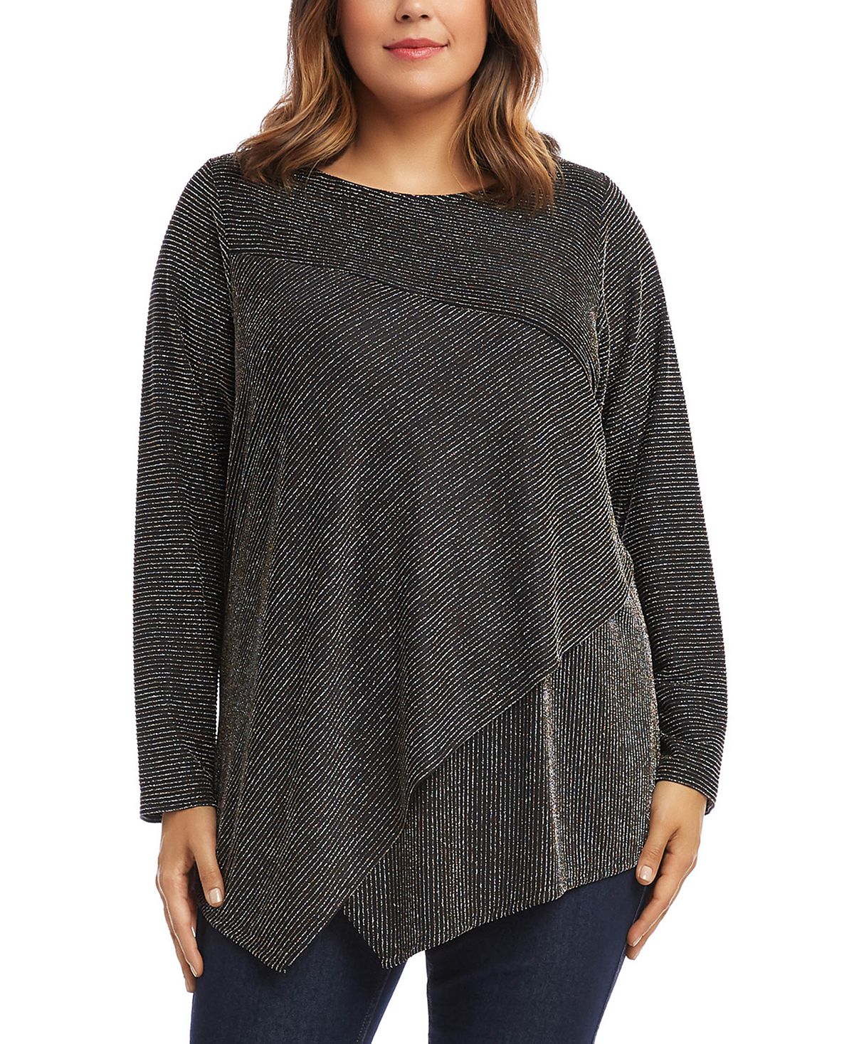 Karen Kane Top assimétrico feminino plus size cinza tamanho 2X