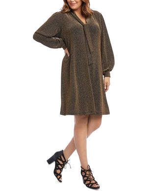 Vestido feminino Karen Kane com decote amarração Taylor, marrom, tamanho 2X
