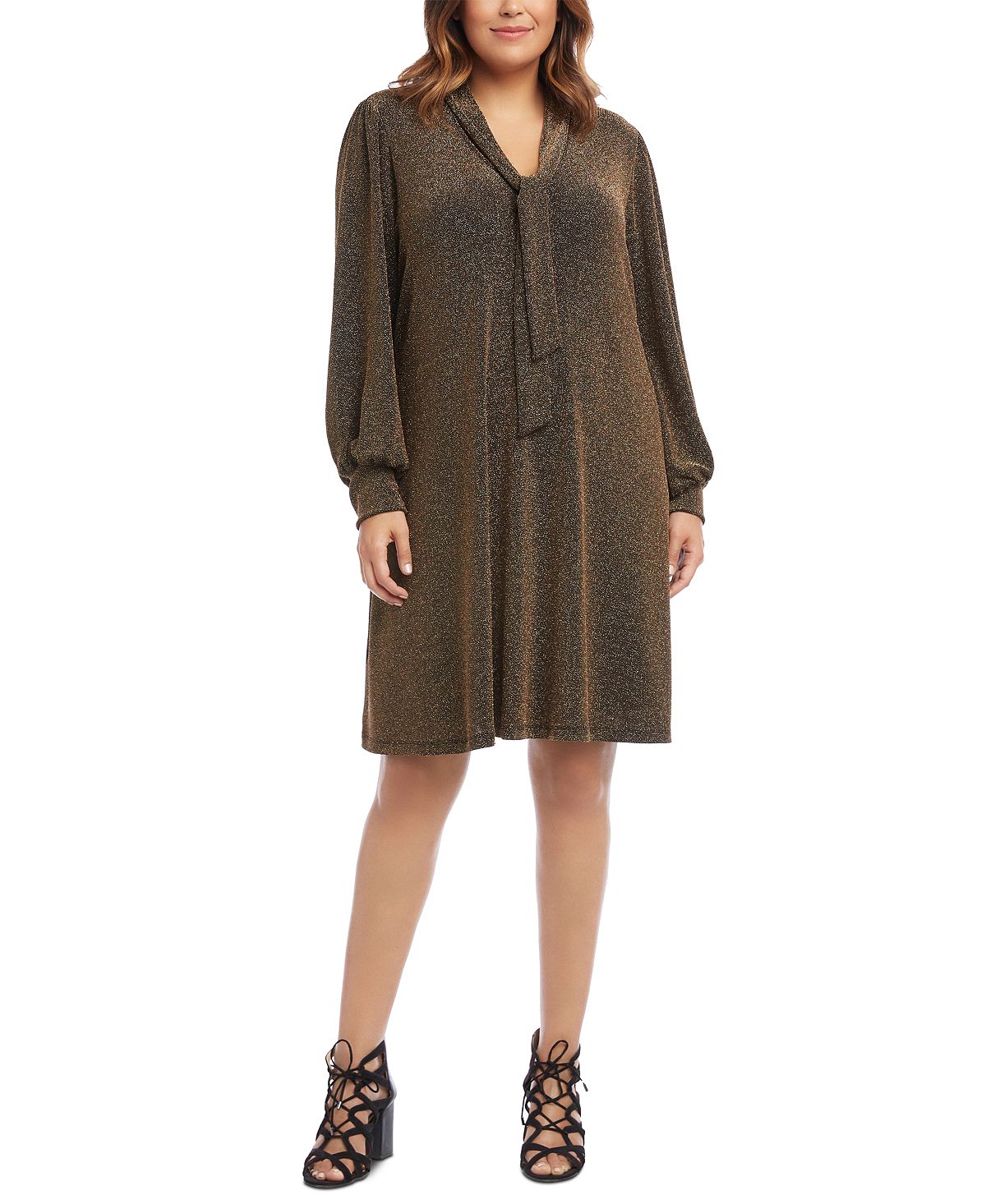 Vestido feminino Karen Kane com decote amarração Taylor, marrom, tamanho 2X
