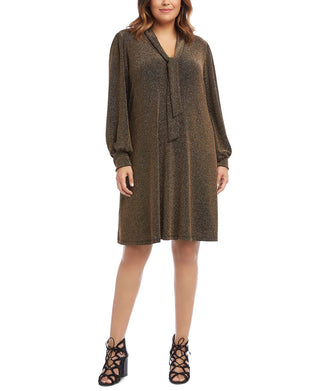 Vestido feminino Karen Kane com decote amarração Taylor, marrom, tamanho 2X