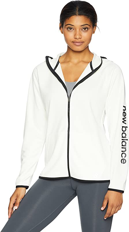 New Balance Core Fleece Feminino com Zíper Completo Sea Salt Tamanho Médio