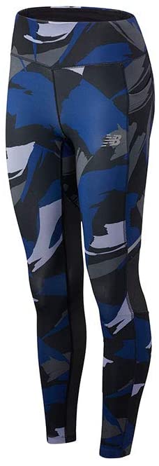 Calças justas femininas New Balance Printed Impact, tamanho X-S
