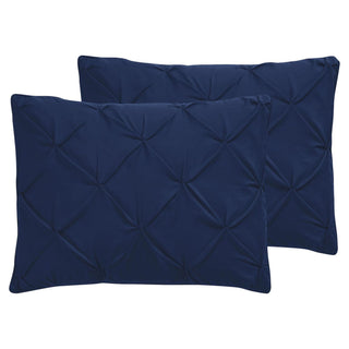 Conjunto de capa de edredom franzido Carmen 3 peças Vcny Home, tamanho azul marinho, queen size