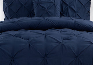 Conjunto de capa de edredom franzido Carmen 3 peças Vcny Home, tamanho azul marinho, queen size