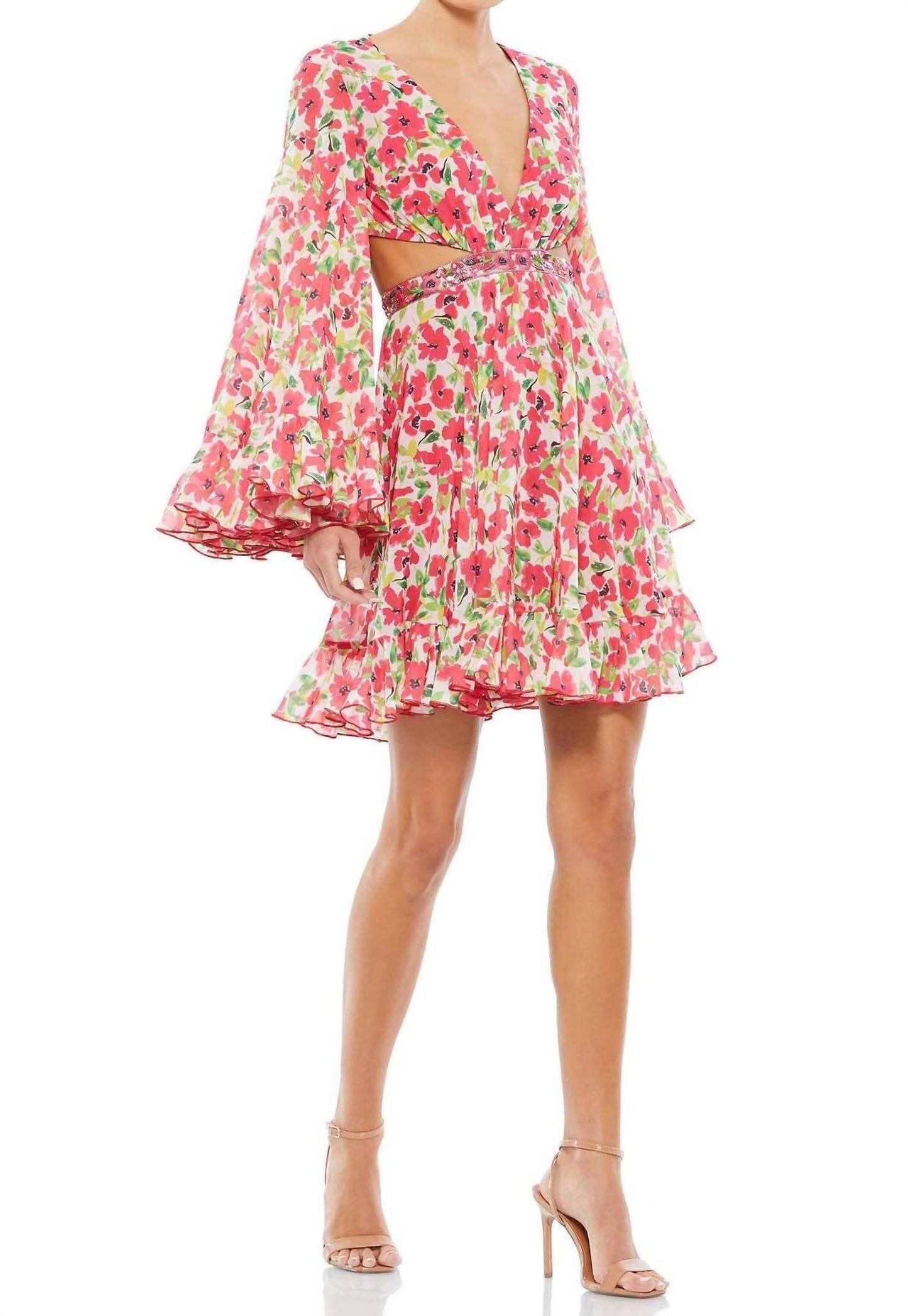 Mac Duggal - Floral Printed Short Bell Dress