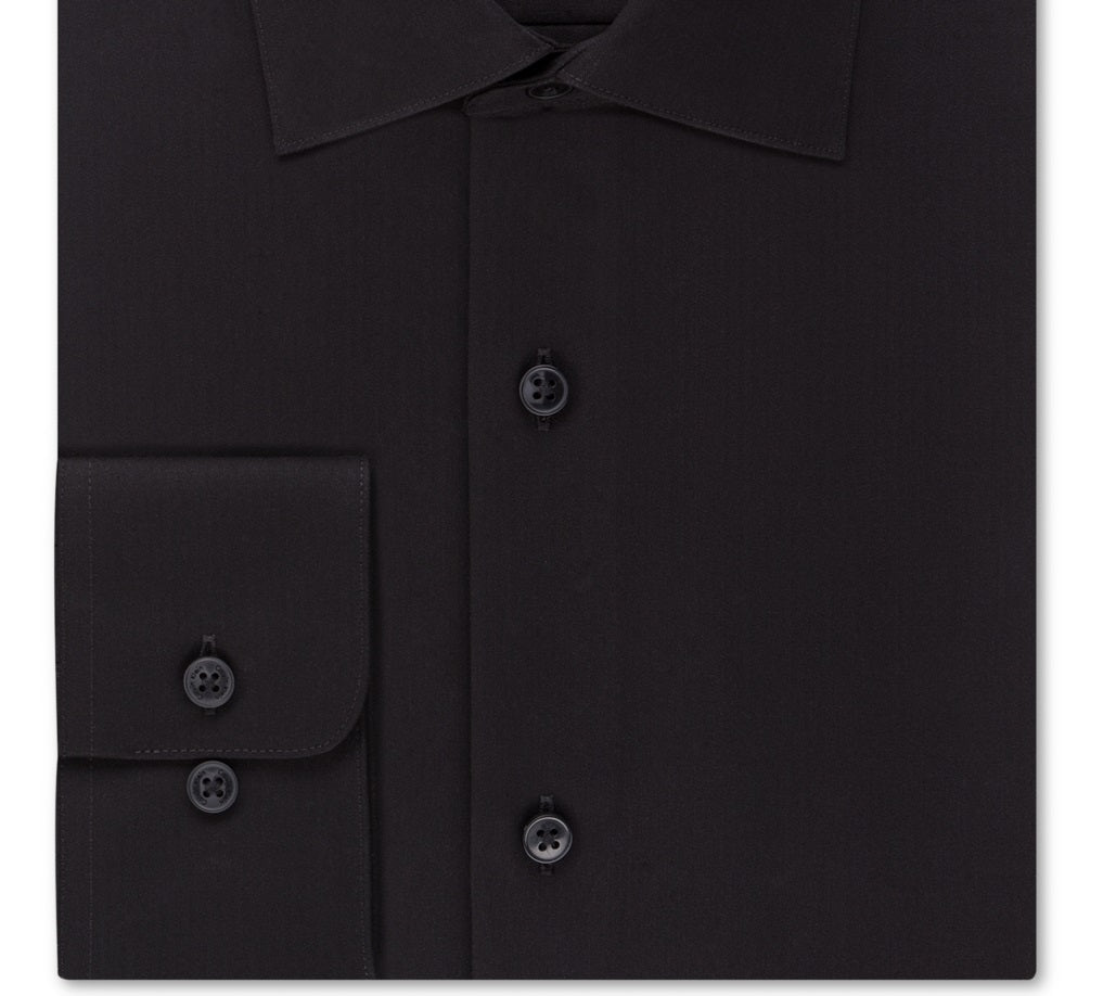 Camisa social masculina Calvin Klein Classic Fit com gola aberta e sem ferro, preta, tamanho 16x32x33