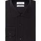 Camisa social masculina Calvin Klein Classic Fit, sem passar roupa, com gola aberta e espinha de peixe, preta, tamanho 16,5 x 32 x 33