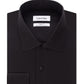 Camisa social masculina Calvin Klein Classic Fit com gola aberta e sem ferro, preta, tamanho 16,5 x 34 x 35