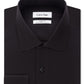 Camisa social masculina Calvin Klein Steel Classic Fit sem passar roupa com gola aberta e espinha de peixe, preta, tamanho 17x34-35