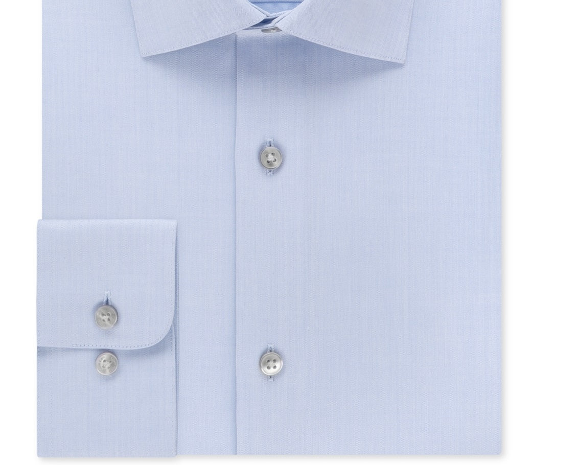 Camisa social masculina Calvin Klein Steel Classic Fit sem passar roupa, gola aberta em espinha de peixe, tamanho 16,5 x 32-33