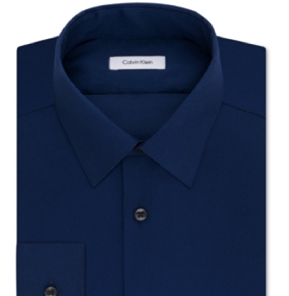 Camisa social masculina Calvin Klein Slim Fit sem ferro, estilo espinha de peixe, azul, tamanho 17,5 x 34 x 35