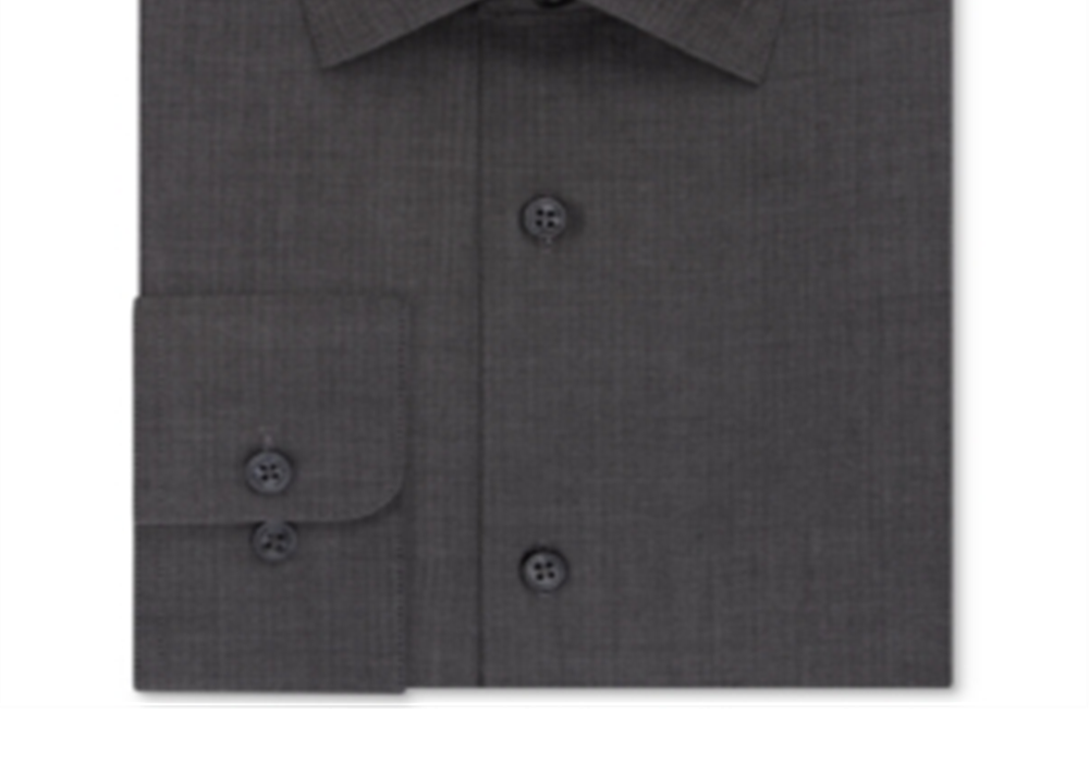 Camisa social masculina Calvin Klein Steel Classic-Fit, sem passar a ferro, com gola aberta e espinha de peixe, cinza, tamanho 18, 36-37