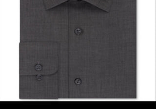 Camisa social masculina Calvin Klein Steel Classic-Fit, sem passar a ferro, com gola aberta e espinha de peixe, cinza, tamanho 18, 36-37