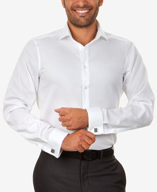Calvin Klein Men's Slim Fit Non Iron French Cuff Dress Shirt White Size 17.5X34X35