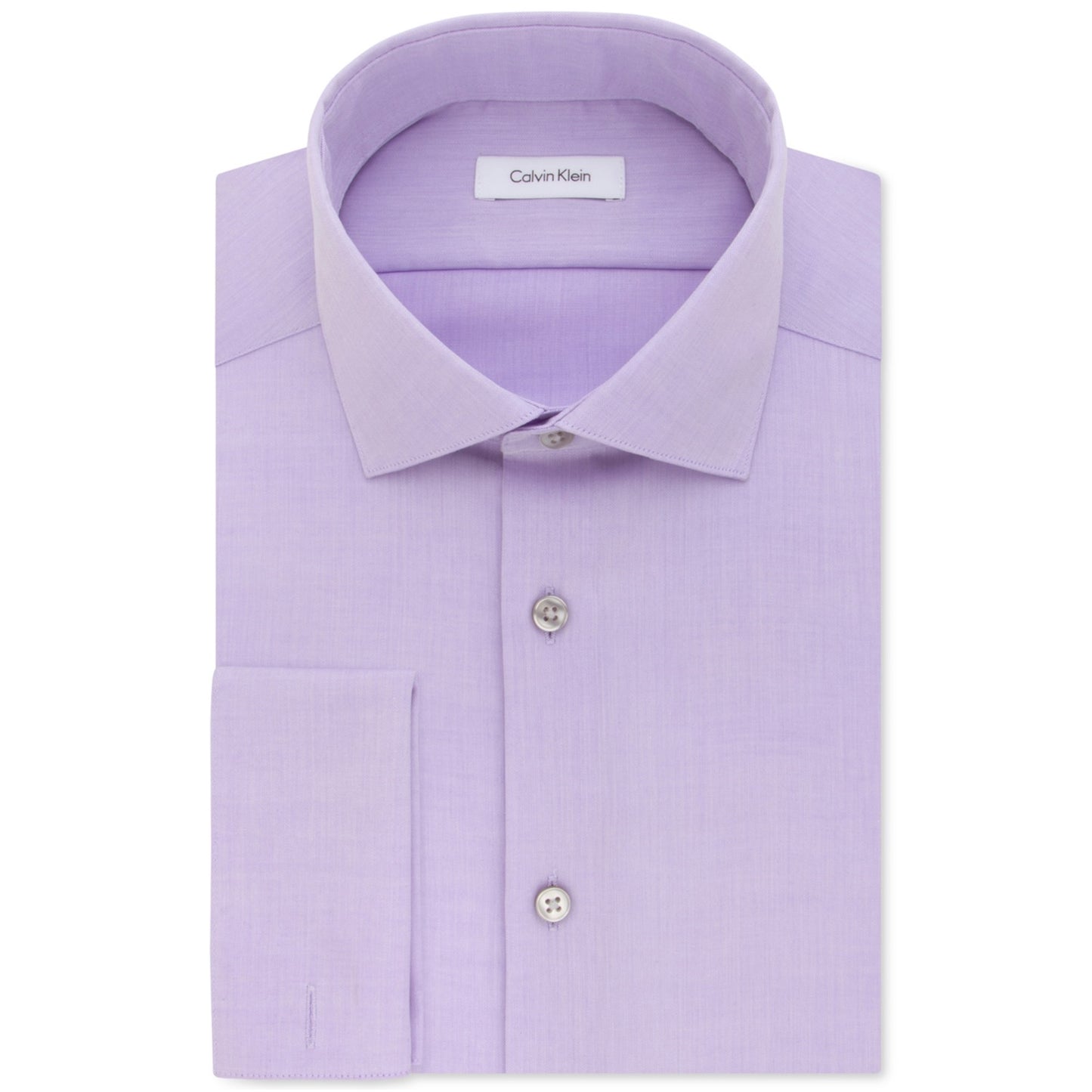 Camisa social masculina Calvin Klein Slim Fit, sem passar roupa, com punho francês, em espinha de peixe, roxa, tamanho 15x32-33