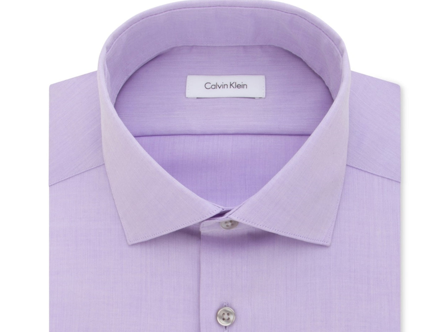 Camisa social masculina Calvin Klein Slim Fit, sem passar roupa, com punho francês, em espinha de peixe, roxa, tamanho 15x32-33