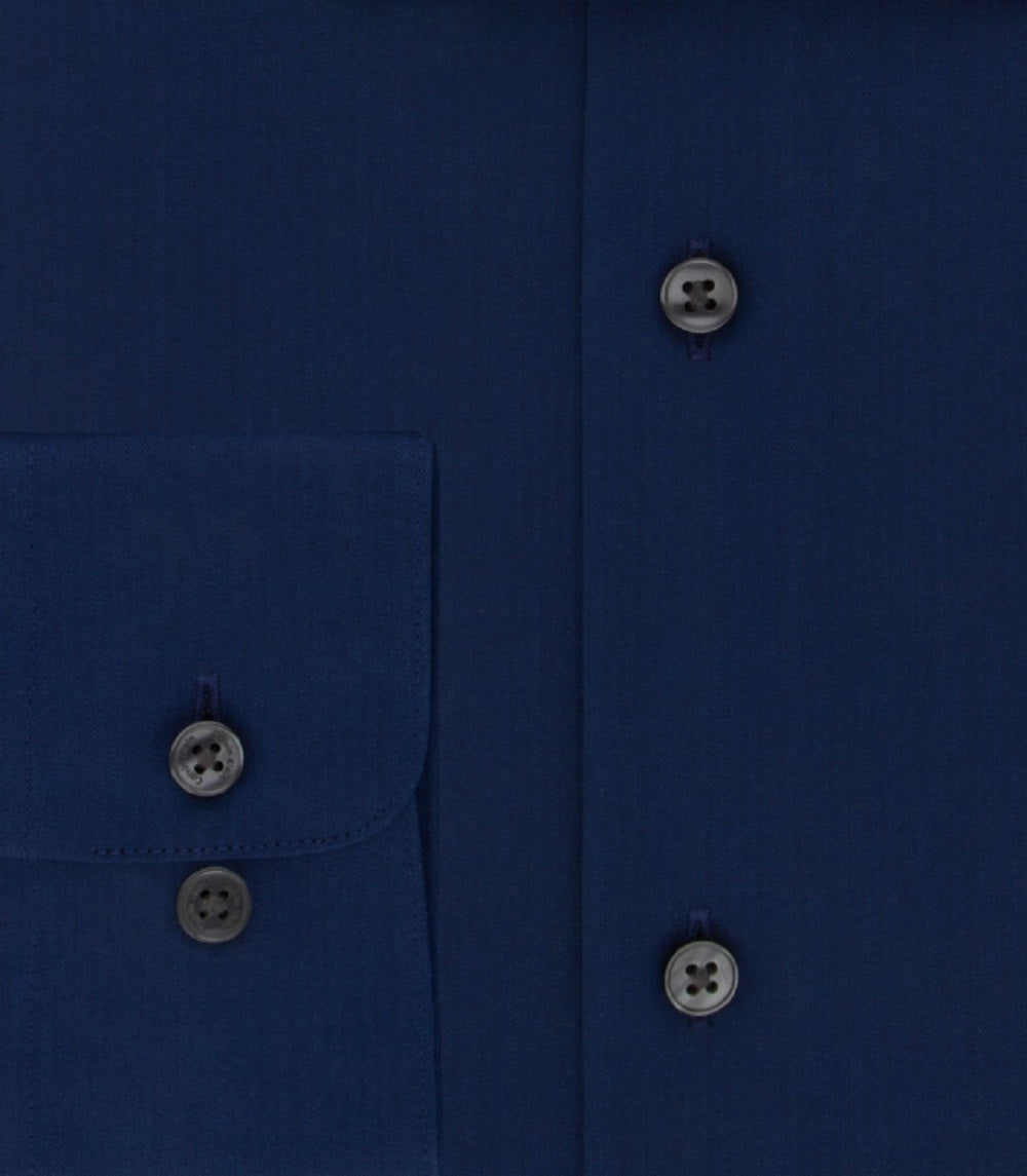 Camisa social masculina Calvin Klein Classic Fit sem ferro, gola aberta em espinha de peixe, tamanho azul, 16,5 x 34 x 35