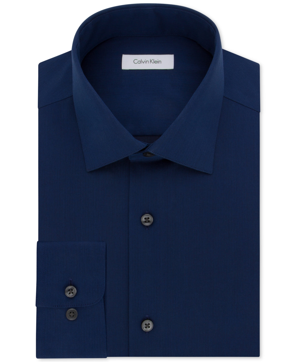 Camisa social masculina Calvin Klein Classic Fit sem ferro, gola aberta em espinha de peixe, tamanho azul, 16,5 x 34 x 35