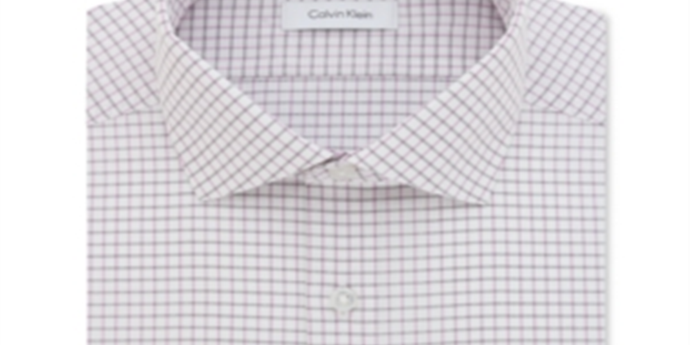 Camisa social Calvin Klein Classic Fit Masculina, sem passar a ferro, rosa, xadrez, tamanho cinza, 15x32x33