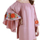 Umgee - Floral Embroidered Bell Sleeve Mini Dress