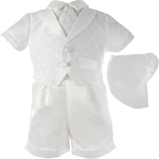 Lauren Madison Baby Boy's Cross Dobby Batizado Terno Branco Tamanho 0-3 M