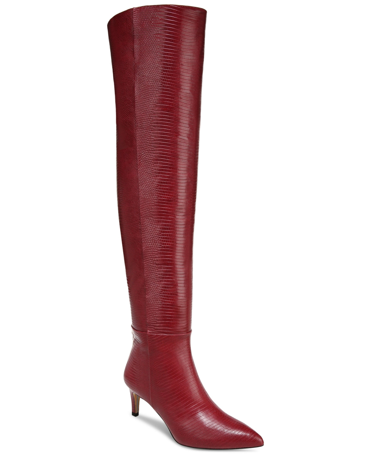 Bota feminina Sam Edelman Ursula Leather acima do joelho, vermelha, tamanho 6,5 M