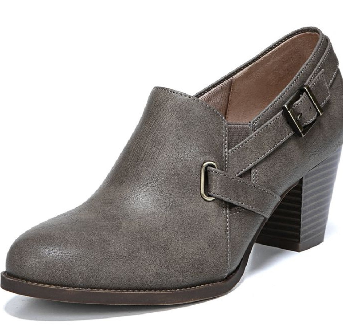 Botas casuais femininas LifeStride Jenson Bootie marrom tamanho 7 M