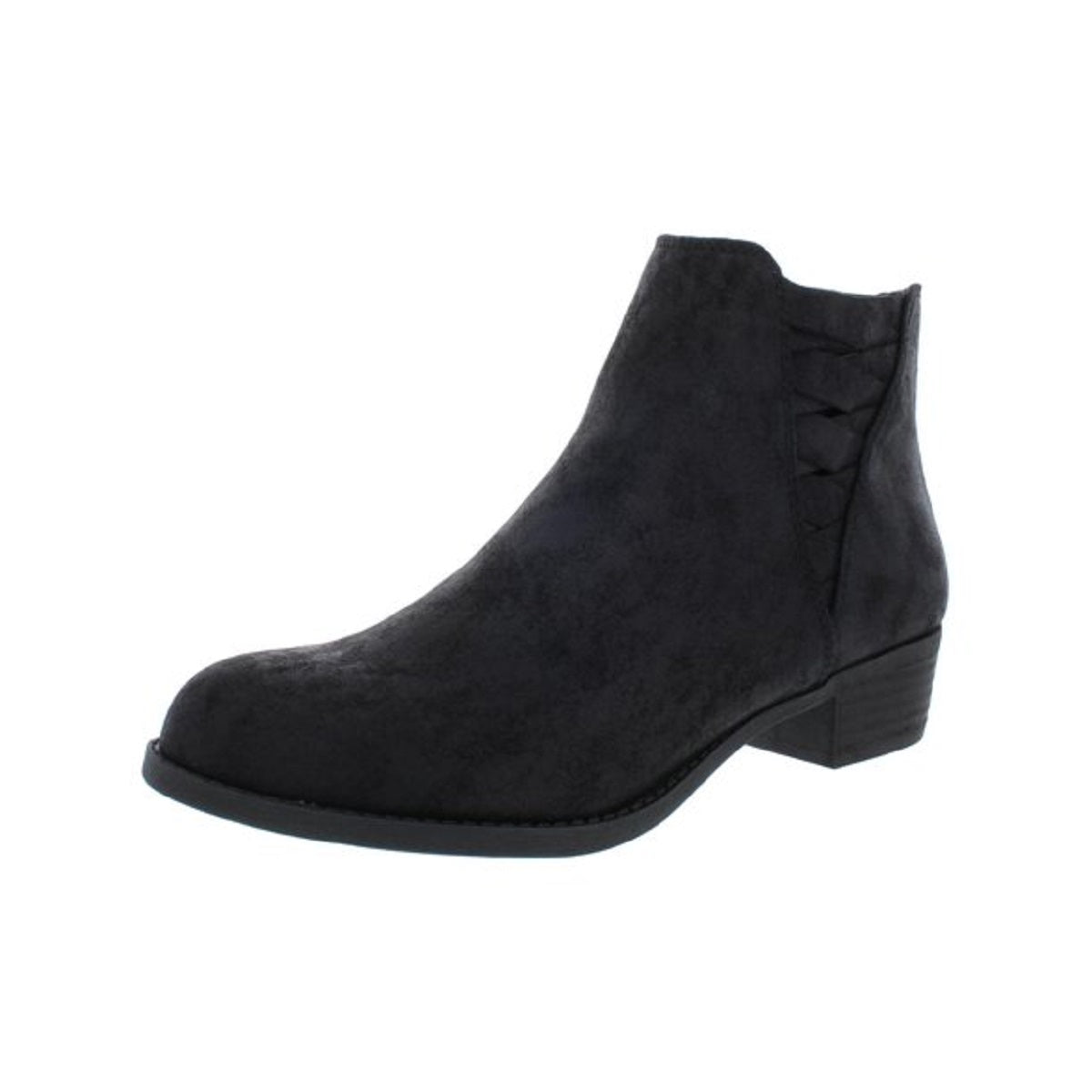 Botas femininas de camurça Bert com recortes, tamanho 9 M, pretas, da Carlos By Carlos Santana