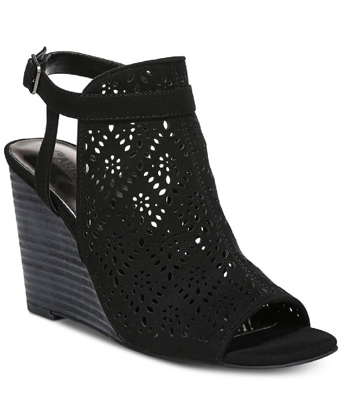Carlos by Carlos Santana Gabrielle Camurça Peep Toe Casual Sapatos Femininos Pretos Tamanho 8,5