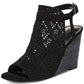 Carlos by Carlos Santana Gabrielle Camurça Peep Toe Casual Sapatos Femininos Pretos Tamanho 8,5