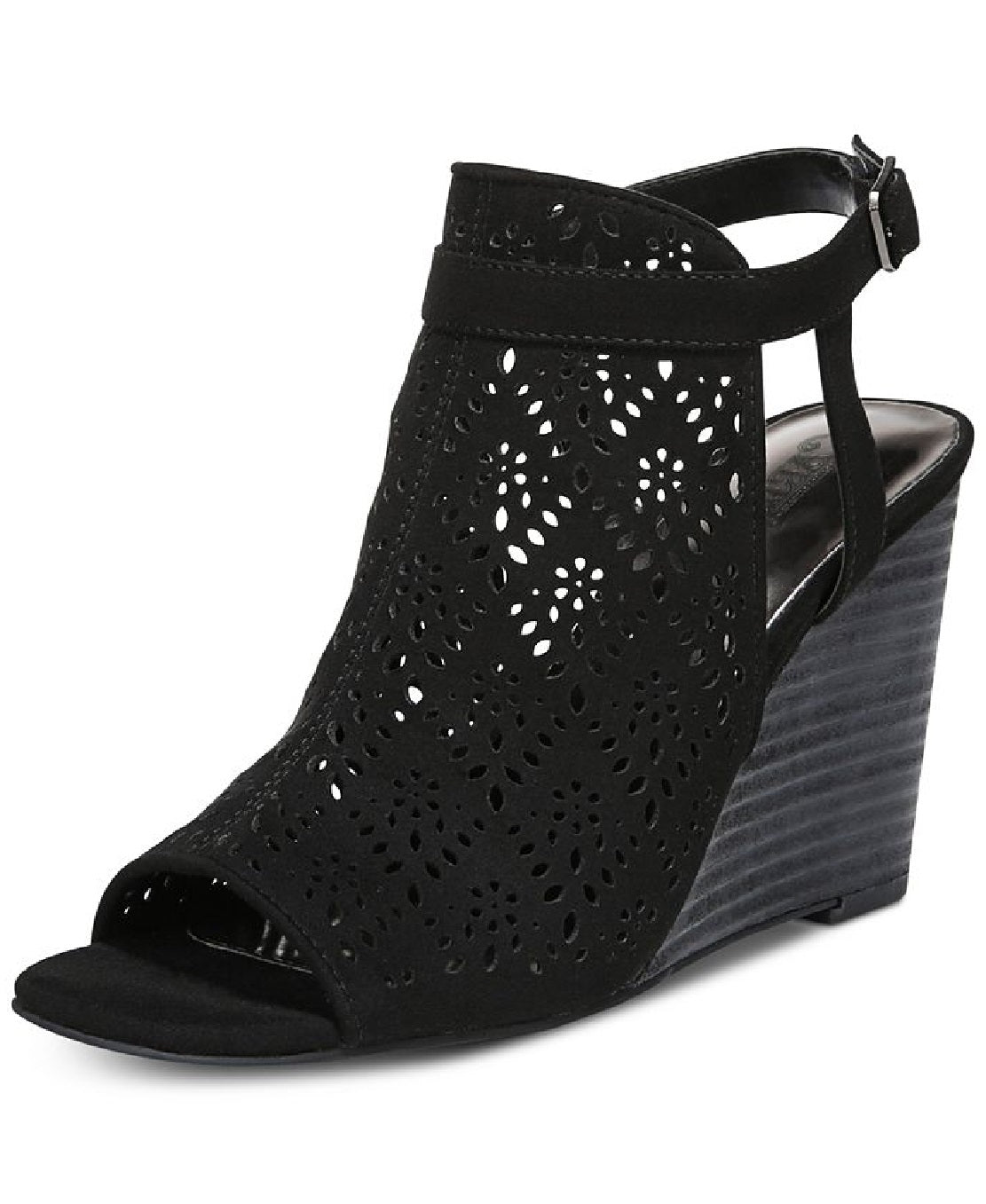 Carlos by Carlos Santana Gabrielle Camurça Peep Toe Casual Sapatos Femininos Pretos Tamanho 8,5