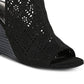 Carlos by Carlos Santana Gabrielle Camurça Peep Toe Casual Sapatos Femininos Pretos Tamanho 8,5