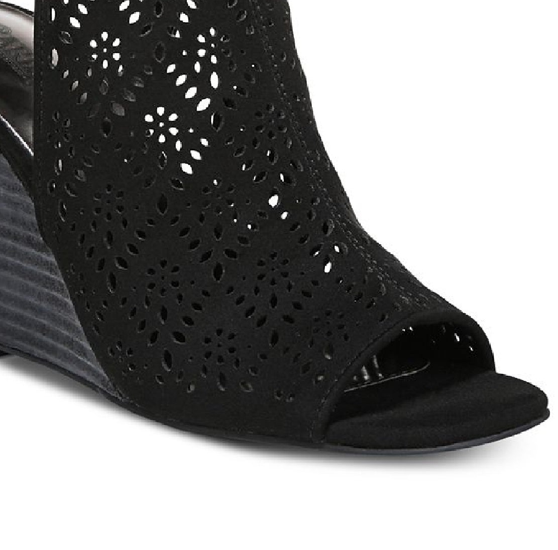 Carlos by Carlos Santana Gabrielle Camurça Peep Toe Casual Sapatos Femininos Pretos Tamanho 8,5