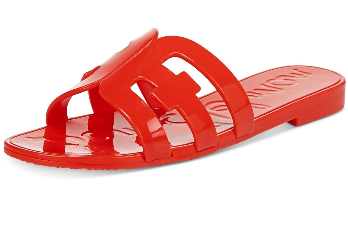 Sandália feminina Sam Edelman Bay Jelly Slide vermelha tamanho 8 M