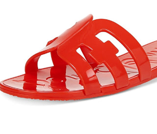 Sandália feminina Sam Edelman Bay Jelly Slide vermelha tamanho 8 M