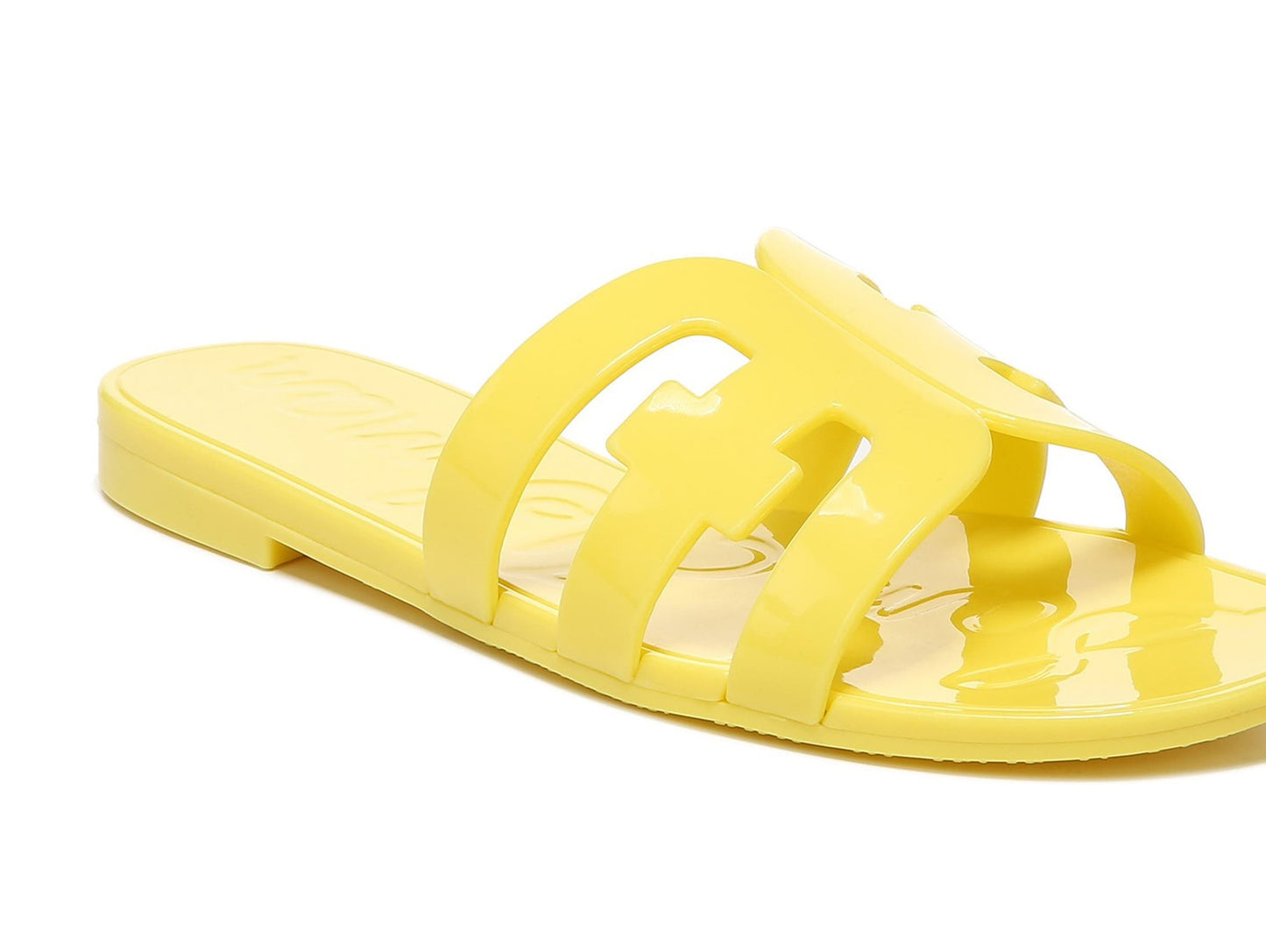 Sandália feminina Sam Edelman Bay Jelly Slide, amarela, tamanho 7M