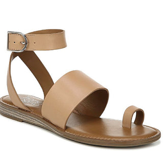 Sandálias femininas Franco Sarto Gracious Leather com bico aberto e tira no tornozelo, tamanho 6,5 M