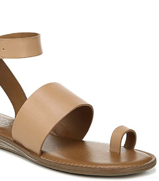 Sandálias femininas Franco Sarto Gracious Leather com bico aberto e tira no tornozelo, tamanho 6,5 M